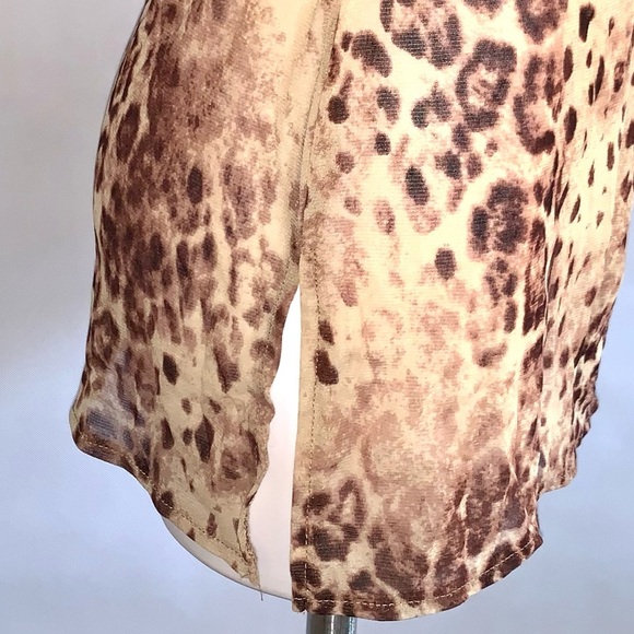 Retro Y2K Sheer Animal Print Mesh Nylon Leopard Tunic Shirt - Picture 6 of 8